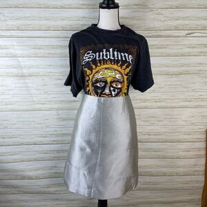 J. Crew Wool Silk Blend Silver Aline Skirt